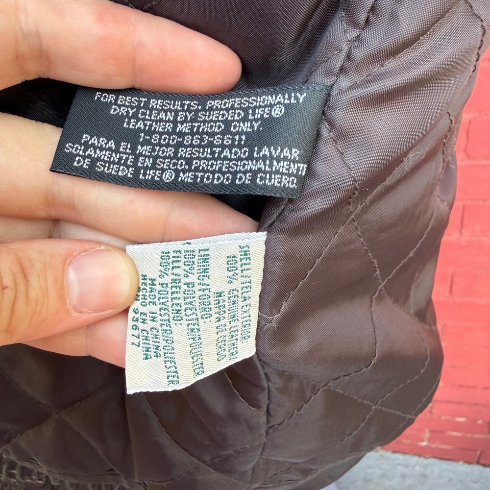 St Johns Bay Mens XL Brown Genuine Leather Bomber Jacket Vintage Full Zip‎ - Picture 9 of 13